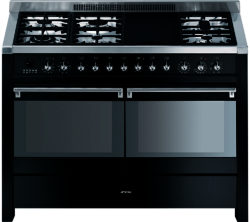 SMEG  Opera A4BL-8 120 cm Dual Fuel Range Cooker - Black & Stainless Steel